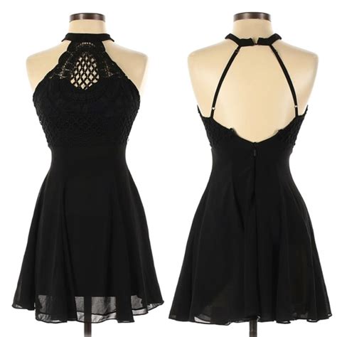 Lulus Dresses Lulus Lace Black Halter Cocktail Dress Poshmark