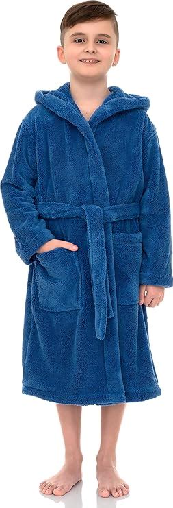 Towelselections Little Boys Robe Kids Plush Hooded Fleece Bathrobe