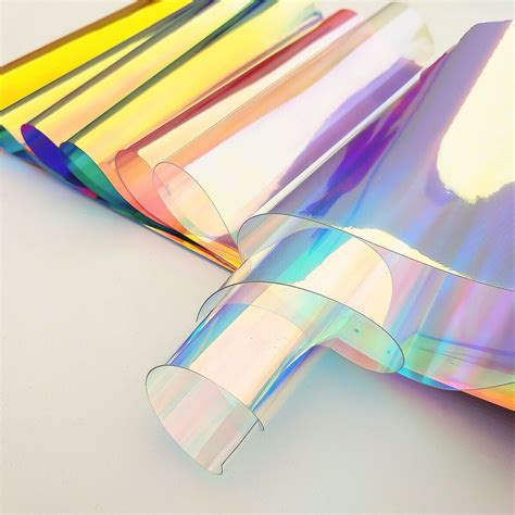 7pcs A4 Iridescent Holographic Clear Transparent Pvc Fabric Laser