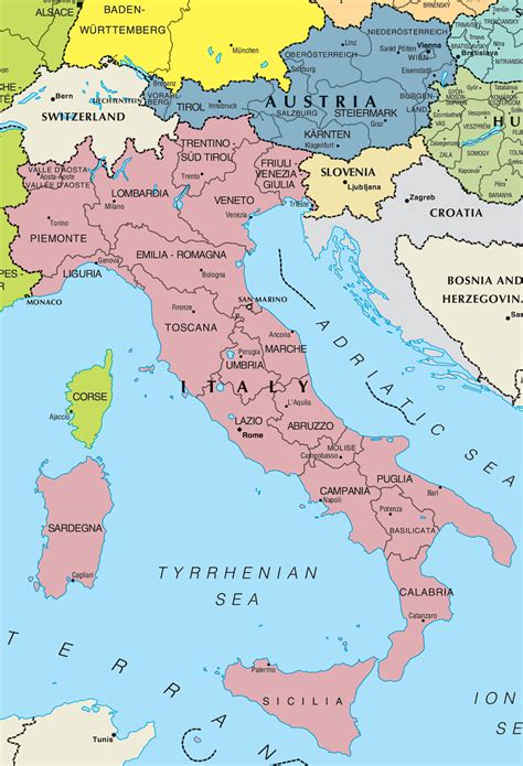 Italy And Austria Map •