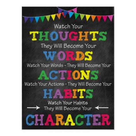 Thoughts Words Actions Habits Character Poster Zazzle