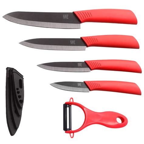 High Quality Ceramic Knife Set Red Abs Tpr Handle 3 4 5 6 Inch Knife