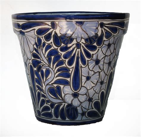 Ceramic Flower Pot 30cm Blue And White Hadeda Tiles Ceramic Flower