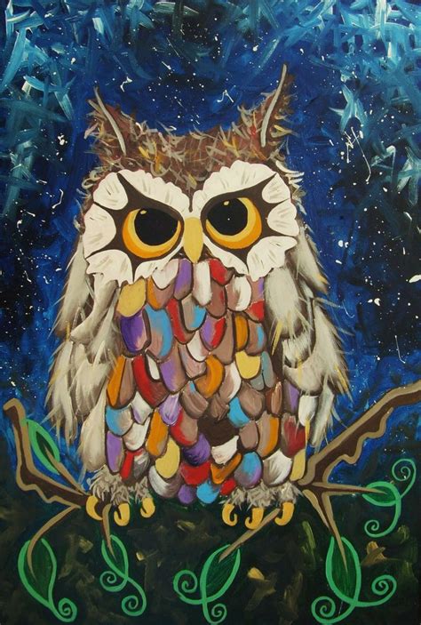 Original Little Owl Painting A Magical Owl In Acrylic Painted On