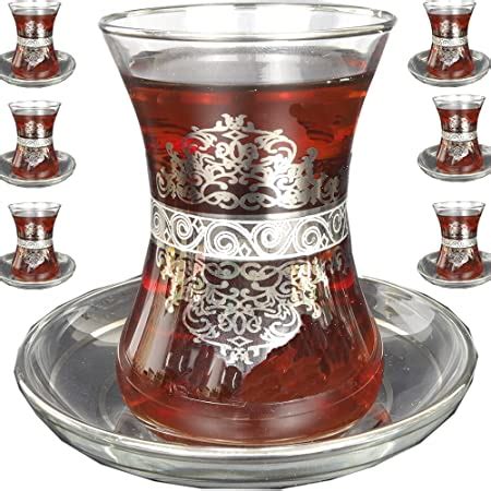 Amazon Com Vintage Turkish Tea Glasses Cups Set Of 6 Saucers