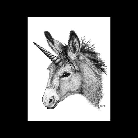 Unidonk Donkey Unicorn Burro Mule 8 X 10 Signed Giclee Fine