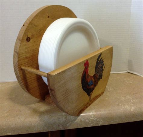 Paper Plate Holder Holder For Plates Rooster Decor Country Decor