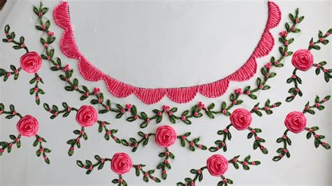 Hand Embroidery Neckline Embroidery For Beginners Youtube
