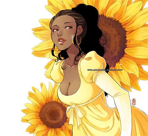 Sunflowers Black Anime Characters Black Art Pictures Black Girl Art