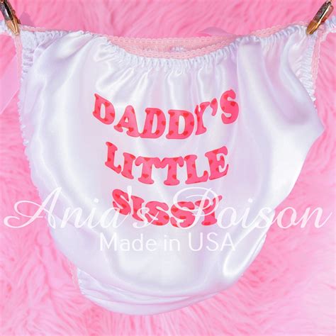 Rare Classic Daddys Little Sissy Pink Heart Valentines Day Text String Bikini Panties Panties