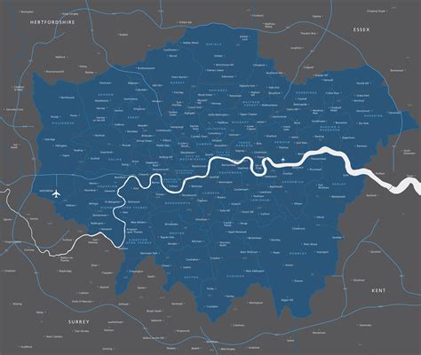 The administration of london is formed of two tiers: Map of Greater London districts and boroughs - Maproom