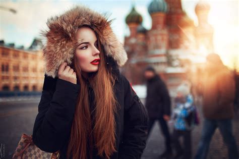 Model Russian Women Women Outdoors Moscow Depth Of Field Ivan Gorokhov Women Redhead Long Hair