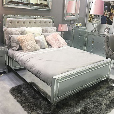 Madison Grey Mirrored King Size Bed Frame Picture Perfect Home