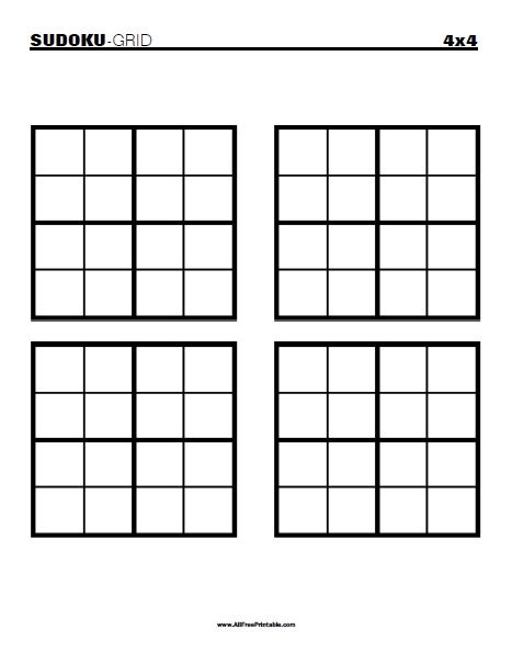 Blank 4×4 Sudoku Grid