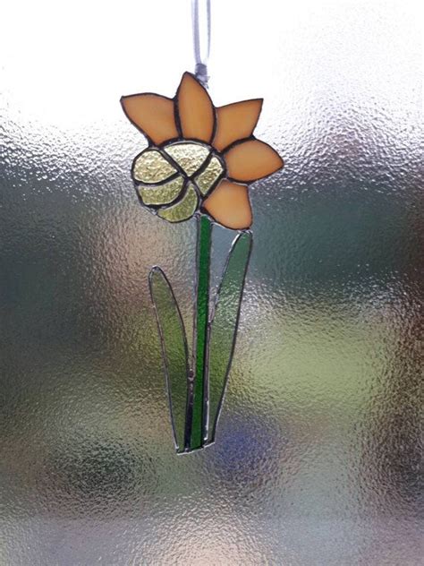 Daffodil Narcissus Stained Glass Suncatcher Mothers Day T Etsy Uk