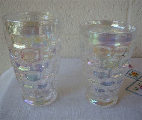 Vintage Iridescent Federal Yorktown Drinking Glasses Set Of 4
