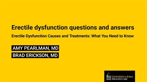 Erectile Dysfunction Questions And Answers Youtube