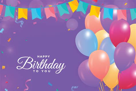 Happy Birthday Purple Background With Colorful Confetti Happy Birthday