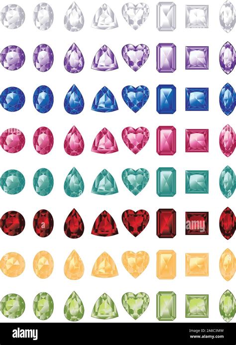 Precious Different Colors And Shapes Gemstones Crystals Diamonds