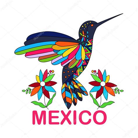 Imagen Vectorial Aislada De Ave Mexicana Colibríes Tradicional 2024