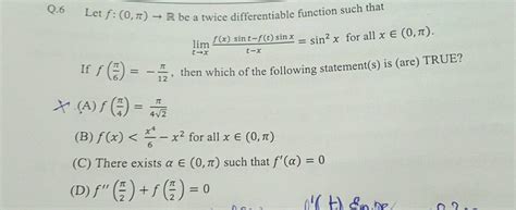 let f [0 2]→ r be a twice differentiable function such that f x 0 for all x∈ 0 2 if ϕ x