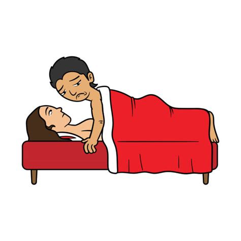 Cartoon Of The Romantic Loving Couple Sleep Bed Illustrations Royalty Free Vector Graphics