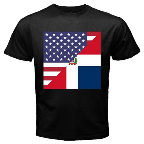 Hot New Dominican Republic Usa Flag Mens Black Tee Etsy Black Tee Men Black Tee Usa Flag