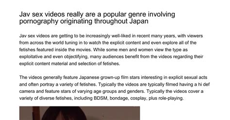 Jav Sex Videos Really Are A Popular Genre Involving Pornography Originating In Japanqfnlz Pdf