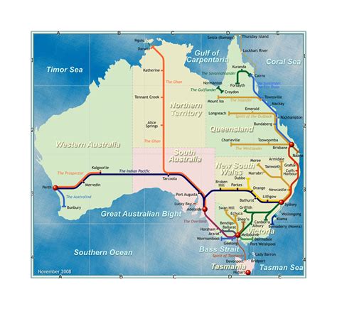 Detailed Rail Network Map Of Australia 