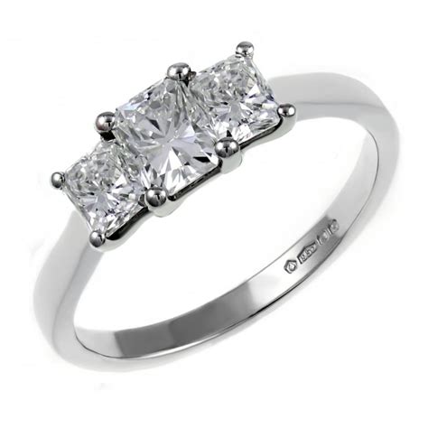 Platinum 151ct Radiant Cut Egl Certified Diamond 3 Stone Ring