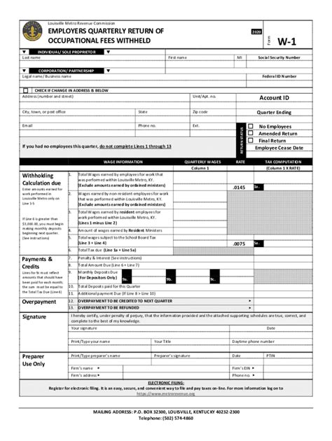 2020 Form Ky W 1 Louisville Fill Online Printable Fillable Blank
