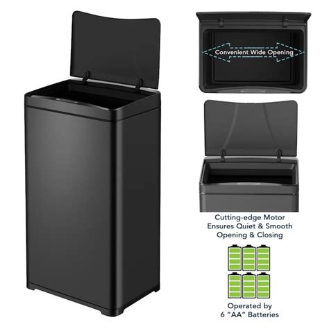 Emoderndecor 13 Gallons Black Stainless Steel Touchless Kitchen Trash