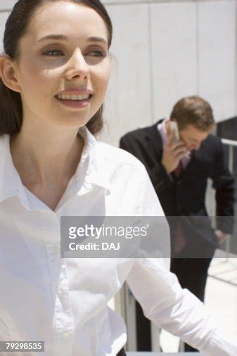 A Pair Of Office Workers Front View Waist Up High Res Stock Photo