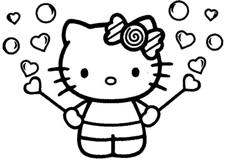 Hello kitty among flowers and hearts. Hello Kitty Coloring Pages Pdf - Coloring Home