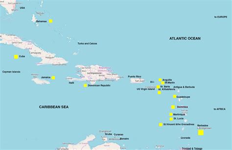Map Of Caribbean With Locations For Film And Photo Productions Island