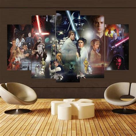 Star Wars Character Collage 5 Panel Canvas Print Wall Art Star Wars