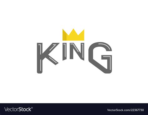 King Typography Gold Crown Text Logo Royalty Free Vector