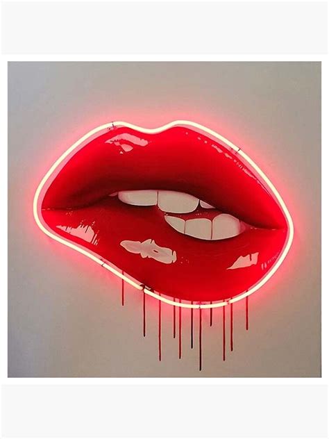 Neon Lip Biting Tapestry Poster By Livpaigedesigns Redbubble Red