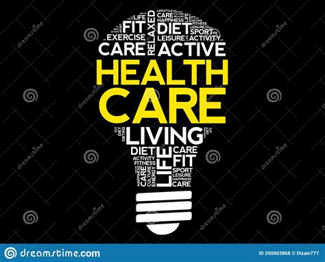 Health Care Bulb Word Cloud Collage Stock Illustration Illustration
