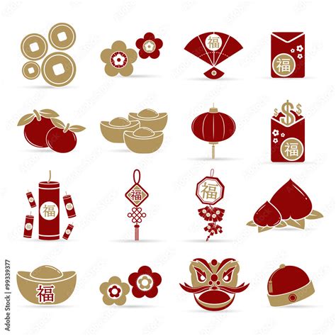 Stockvector Chinese New Year Elements With Text And Pattern Background