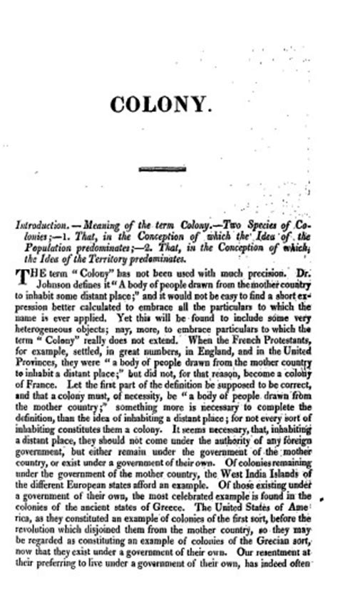 A group of individuals coming from the same country or having the same interests, living in a. Colony - Online Library of Liberty