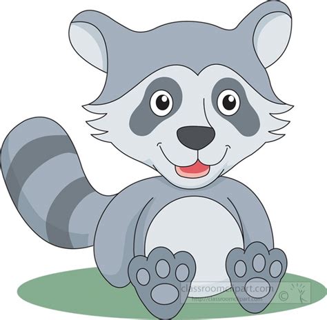 Smiling Sitting Raccoon Cartoon Style Clipart Classroom Clip Art