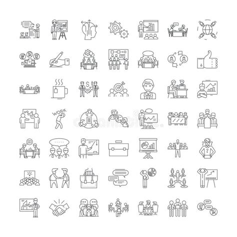 Master Class Linear Icons Signs Symbols Vector Line Illustration Set