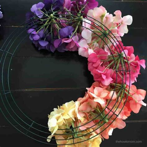 How To Make A Rainbow Hydrangea Wreath Easy Diy Spring Wreath