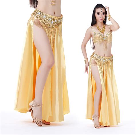 Performance Dancewear Satin Belly Dance Skirt With 2 Side Slit More Colors 9415562516 999