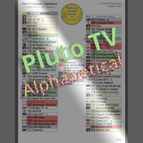 Pluto Tv Channel List Complete Alphabetical Tv Channel Guides