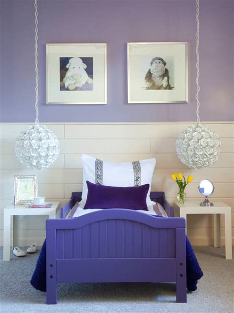 The guest bedroom of an eclectic adriatic home features a punchy purple accent wall, which backs a woven screen from burundi that serves as the headboard. 27+ Purple Childs Room Designs | Kids room Designs ...