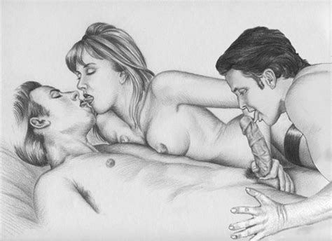 Mmf Threesome Erotic Art Drawing