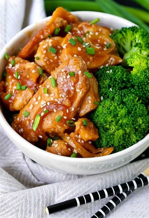Indulgent favorites, like chicken pot pie are made healthy. Make this Slow Cooker Mongolian Chicken recipe for a healthy dinner tonight! #slowcooker #cro ...