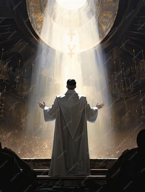 Premium Ai Image Look Of Priest From Behind At Church Eucharist
